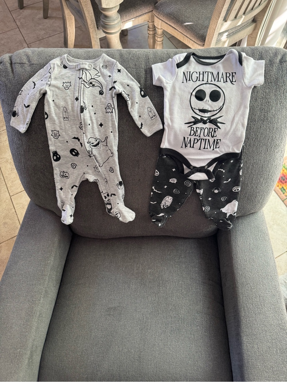 Disney Black and White 'Nightmare Before Naptime' Baby Pajama Set